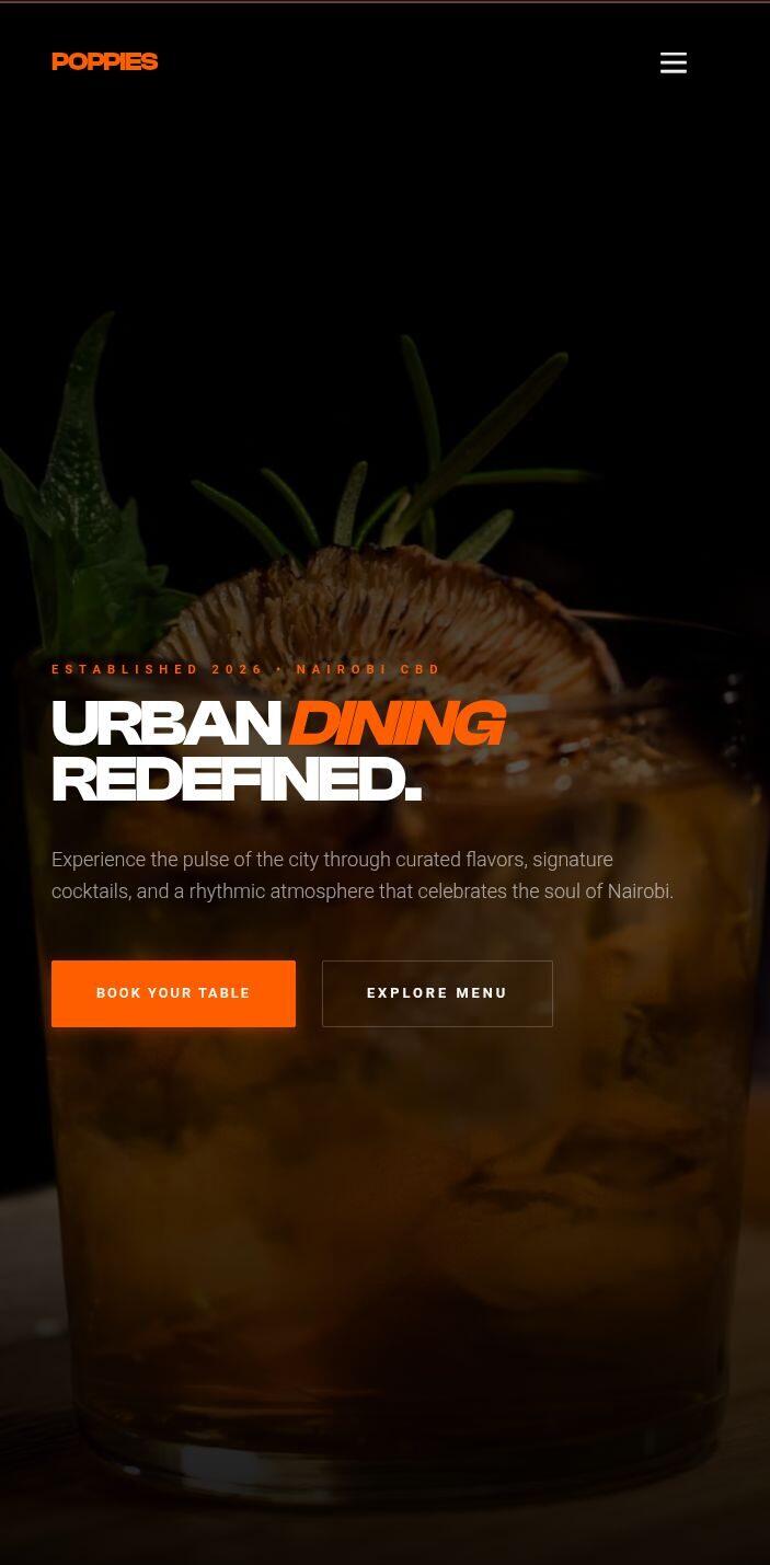 Mobile homepage of the Poppies website